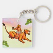 Jonge Bacchus rijdt met leeuwen en groene druiven Sleutelhanger (Achterkant)