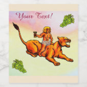 Jonge Bacchus rijdt met leeuwen en groene druiven Wijn Etiket (Enkel label)
