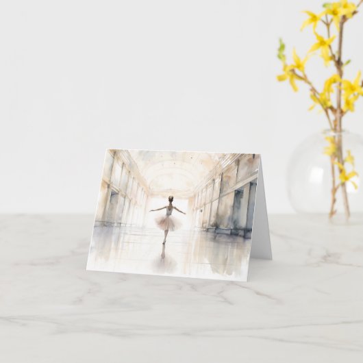 Jonge Ballerina Dancing BLANK Kaart (Gele Bloem)