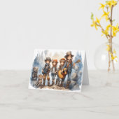 Jonge band Gitaren spelen Waterverf Paint Blank Kaart (Gele Bloem)