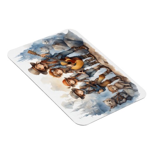 Jonge band Gitaren spelen Waterverf Paint Koelkast Magneet (Rechterzijde)