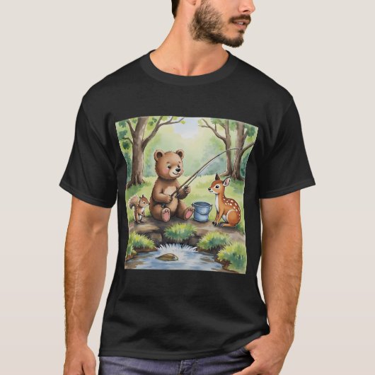 Jonge beer aan het vissen. t-shirt (Voorkant)