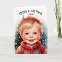 Jonge blonde jongen met kerstnaam