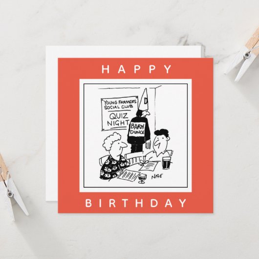 Jonge boeren hebben een Quiz Night Cartoon Kaart (Voorkant / Achterkant in situ)