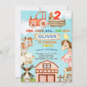 Jonge boerenjongen 2e verjaardag uitnodiging. kaart (Voorkant)