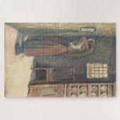 Jonge boerenmeisje doet haar haar 1891 - Pissarro Legpuzzel (Horizontaal)