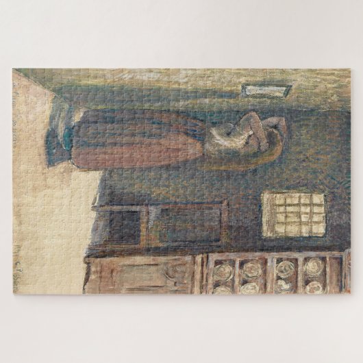 Jonge boerenmeisje doet haar haar 1891 - Pissarro Legpuzzel (Horizontaal)