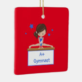 Jonge Brunette Gymnast Gepersonaliseerde Aangepast Keramisch Ornament (Rechts)