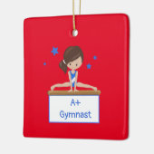 Jonge Brunette Gymnast Gepersonaliseerde Aangepast Keramisch Ornament (Links)