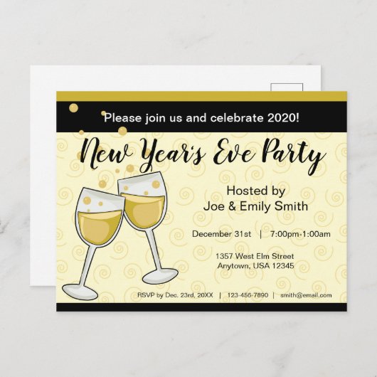 Jonge champagnebril in het nieuwe jaar briefkaart (Voorkant / Achterkant)