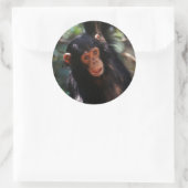 jonge chimpansee ronde sticker (Tas)