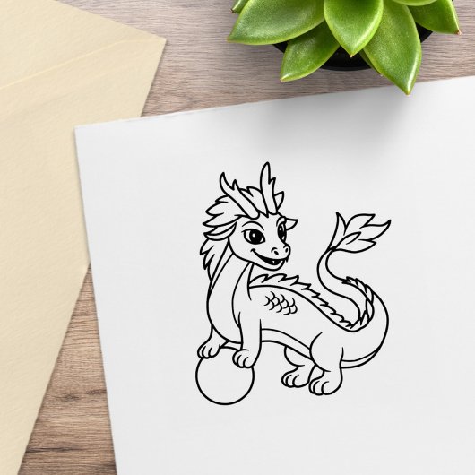 Jonge Chinese Draak Rubberstempel