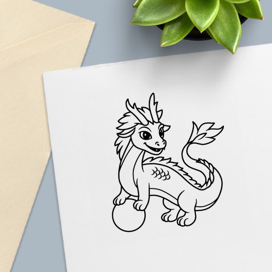 Jonge Chinese Draak Zelfinktende Stempel