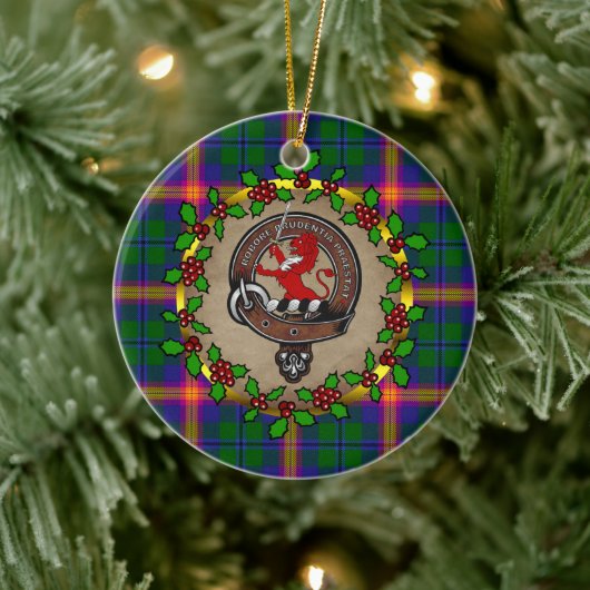 Jonge Clan Badge & Tartan Gepersonaliseerde Kerstm Keramisch Ornament (Boom)