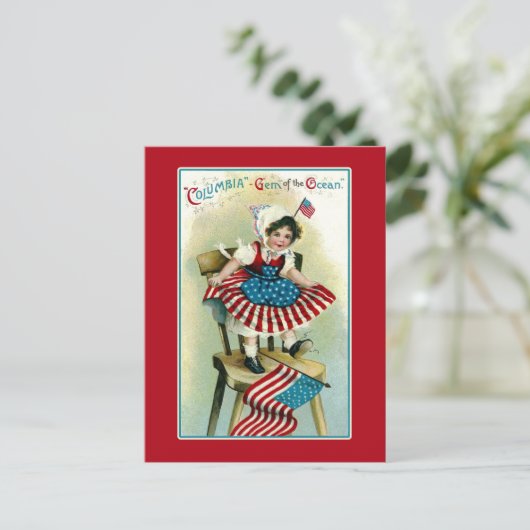  jonge Columbia met vlaggen Briefkaart (Staand voorkant)