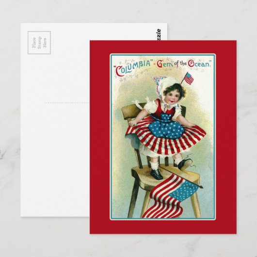  jonge Columbia met vlaggen Briefkaart (Voorkant / Achterkant)