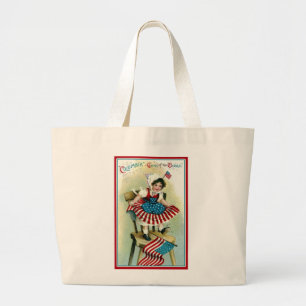 jonge Columbia met vlaggen Grote Tote Bag