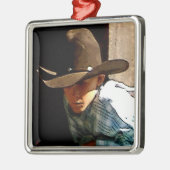 Jonge Cowboy-kerstversiering Metalen Ornament (Links)