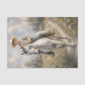 Jonge Cowboy op Witte Paard Decoupage Tissuepapier (Voorkant)