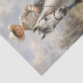 Jonge Cowboy op Witte Paard Decoupage Tissuepapier (Detail)