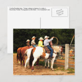 Jonge Cowboys rondup time on rodeo post card art Briefkaart (Voorkant / Achterkant)