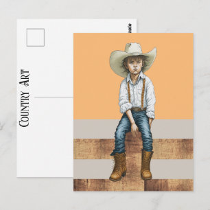 Jonge Cowgirl Op Post Country Western Ranch Stijl Briefkaart