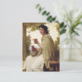 Jonge dame drink wijn briefkaart (Staand voorkant)