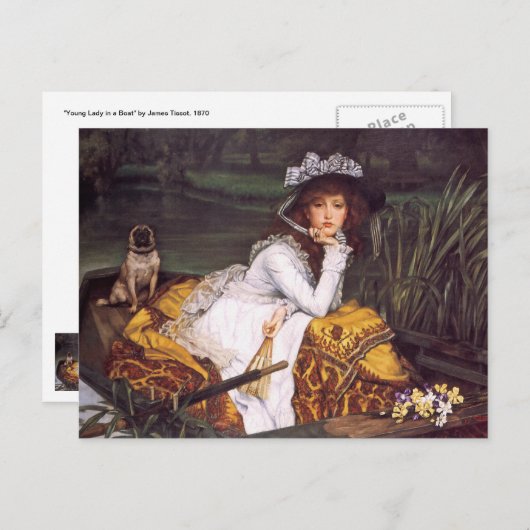 Jonge dame en haar huisvader in een boot van James Briefkaart (Voorkant / Achterkant)