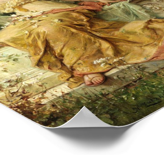 Jonge Dame in het Park door Hans Zatzka - poster (Hoek)