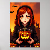 Jonge dame met een pompoen | AI Art Poster (Voorkant)