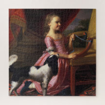 Jonge dame met een vogel en hond (Singleton Copley