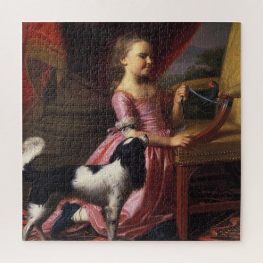 Jonge dame met een vogel en hond (Singleton Copley Legpuzzel (Verticaal)