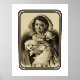 Jonge Dame met Puppy Print, Poster Papier (Matte)