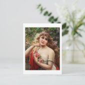 Jonge dame met Rozen Briefkaart (Staand voorkant)