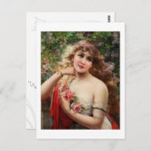 Jonge dame met Rozen Briefkaart (Voorkant / Achterkant)