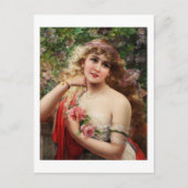 Jonge dame met Rozen Briefkaart (Voorkant)