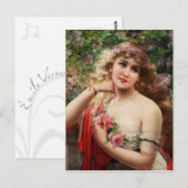 Jonge dame met Rozen Briefkaart (Voorkant / Achterkant)