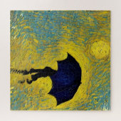 Jonge dame onder paraplu op zonnige maandag legpuzzel (Horizontaal)