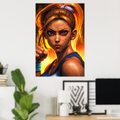 Jonge dame vechter portret | AI Art Poster (Thuiskantoor)