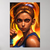 Jonge dame vechter portret | AI Art Poster (Voorkant)