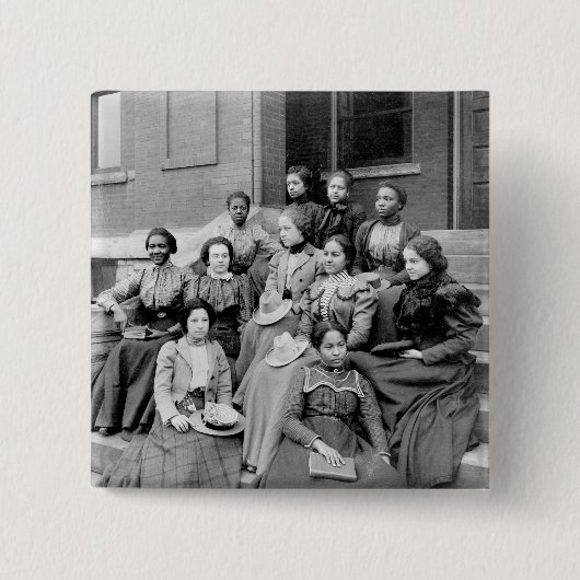 Jonge dames bij Fisk, jaren 1890 Vierkante Button 5,1 Cm (Voorkant)