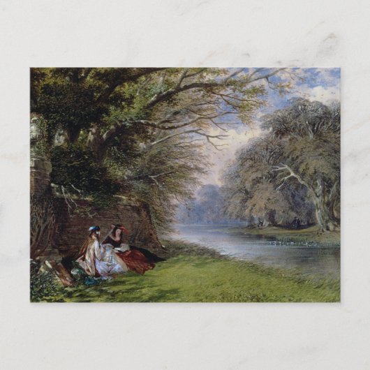 Jonge dames met een rivier briefkaart (Voorkant)