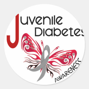 Jonge diabetes BUTTERFLY 3 Ronde Sticker