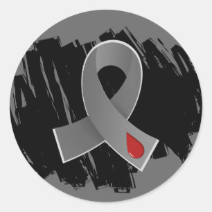 Jonge diabetes grijs lint met krabbelsteen ronde sticker