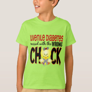 Jonge diabetes met de verkeerde meid t-shirt