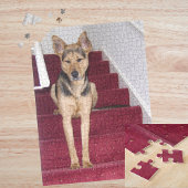 Jonge Duitse Herdershond Zittend op Trap 16x20 Legpuzzel