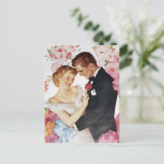 Jonge echtpaar formeel draag briefkaart (Staand voorkant)