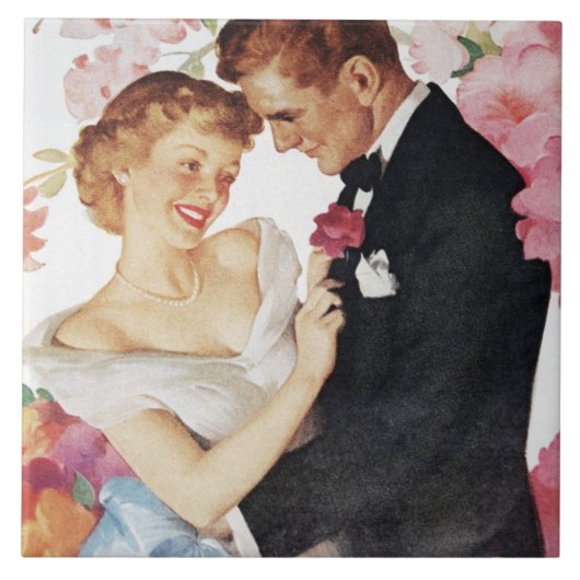 Jonge echtpaar formeel draag tegeltje (Voorkant)