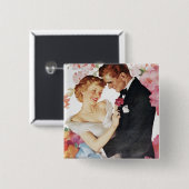 Jonge echtpaar formeel draag vierkante button 5,1 cm (Voorkant /achterkant)