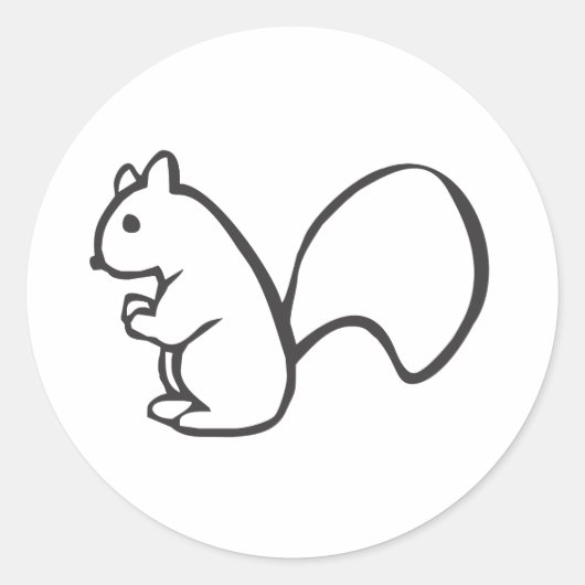 Jonge Eekhoorn in Zwart-Wit Schets Ronde Sticker (Voorkant)